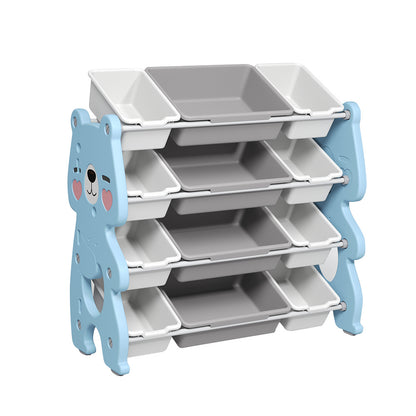 86 cm W x 86 cm H  4  Tier Plastic Toy Storage Organizer with 9 Removable Bins