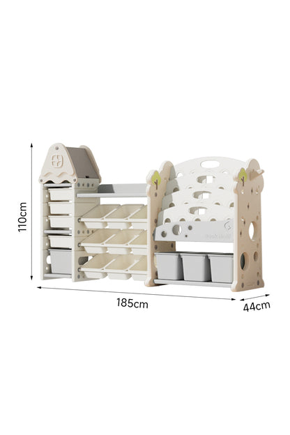  185cm W x 110 cm H Large Plastic Toy Storage Organizer and Bookshelf Combination