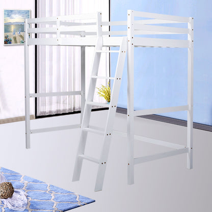 198cm W x 98cm D Children's  Pine Semi-inclined Ladder High Bed - Double Cross Brace