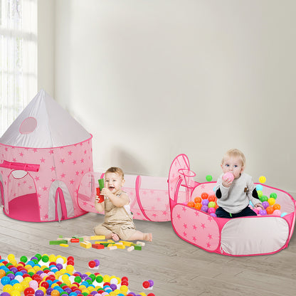 3-in-1 Toddlers Pop Up Play Tent Set Tunnel Playhouse