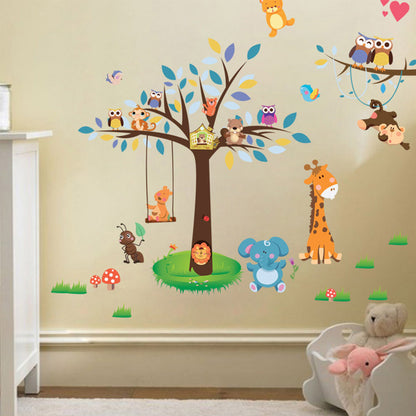 79cm L x 128cm W Forest Paradise and Creative Cartoon Animal  Wall Sticker, for Kids