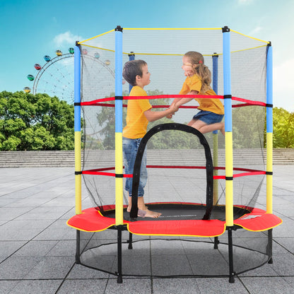 160 cm H x 4.5 FT Dia Kids Mini Trampoline with Safety Enclosure