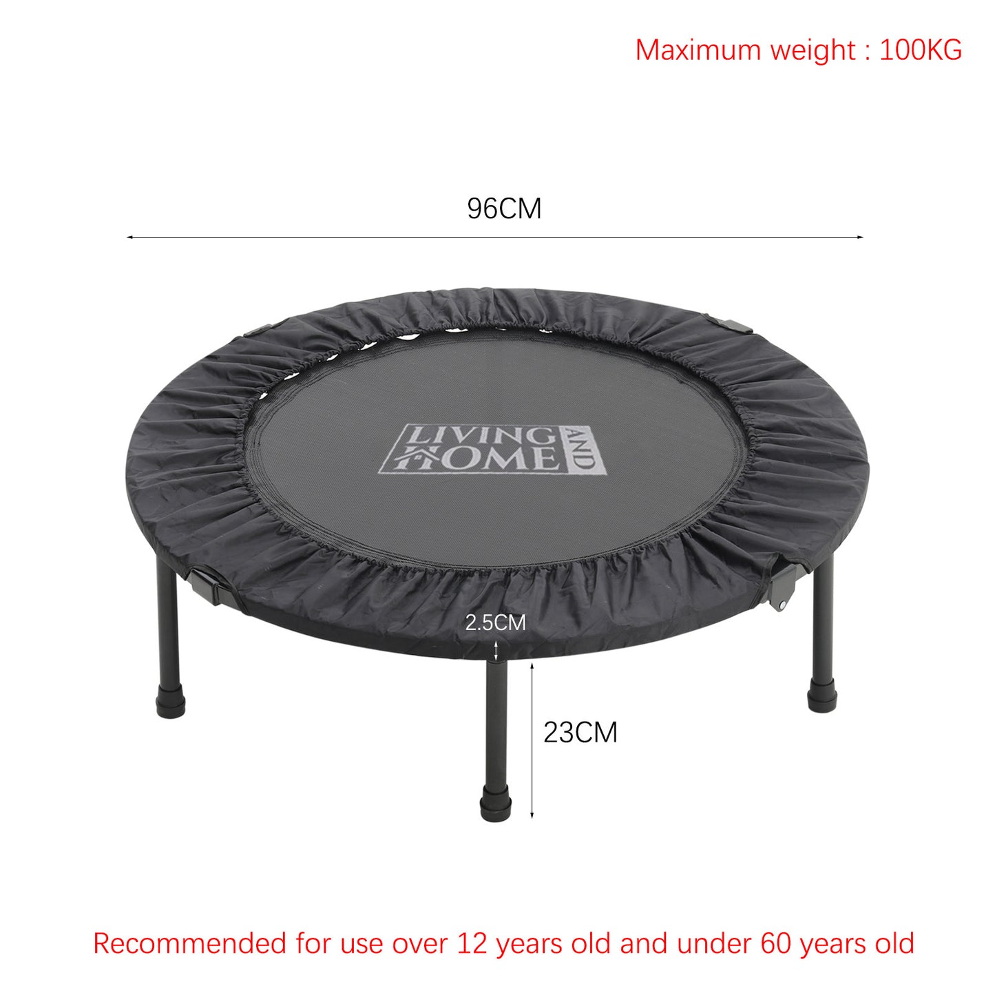 23cm H x 96cm Dia 38in Indoor Foldable Trampoline