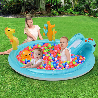 200cm W x 152cm D Children's Inflatable Play Centre Wading Pool with Slide, Garden  or Backyard