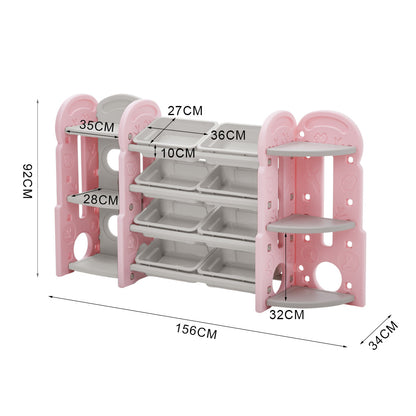 156cm W x 92 cm H Plastic Toy Storage Organizer and Bookshelf Combination, with 3 Tier Corner Shelf