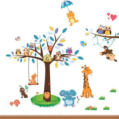 79cm L x 128cm W Forest Paradise and Creative Cartoon Animal  Wall Sticker, for Kids