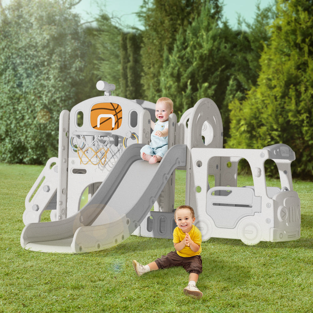 111cm H Toddler   Climber Slide Playset， with Basketball Hoop