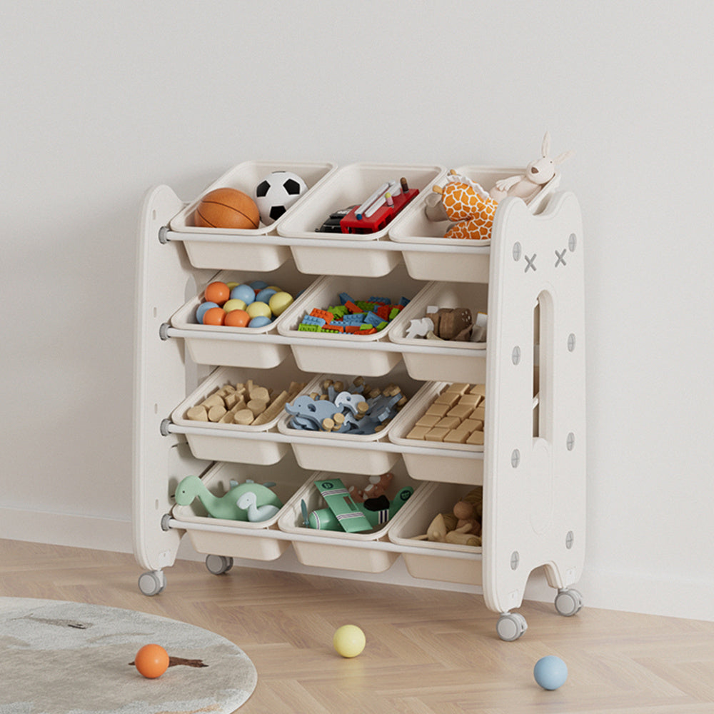 76cm W x 81 cm H 4 Tier Plastic Toy Storage Organizer with 12 Removable Bins