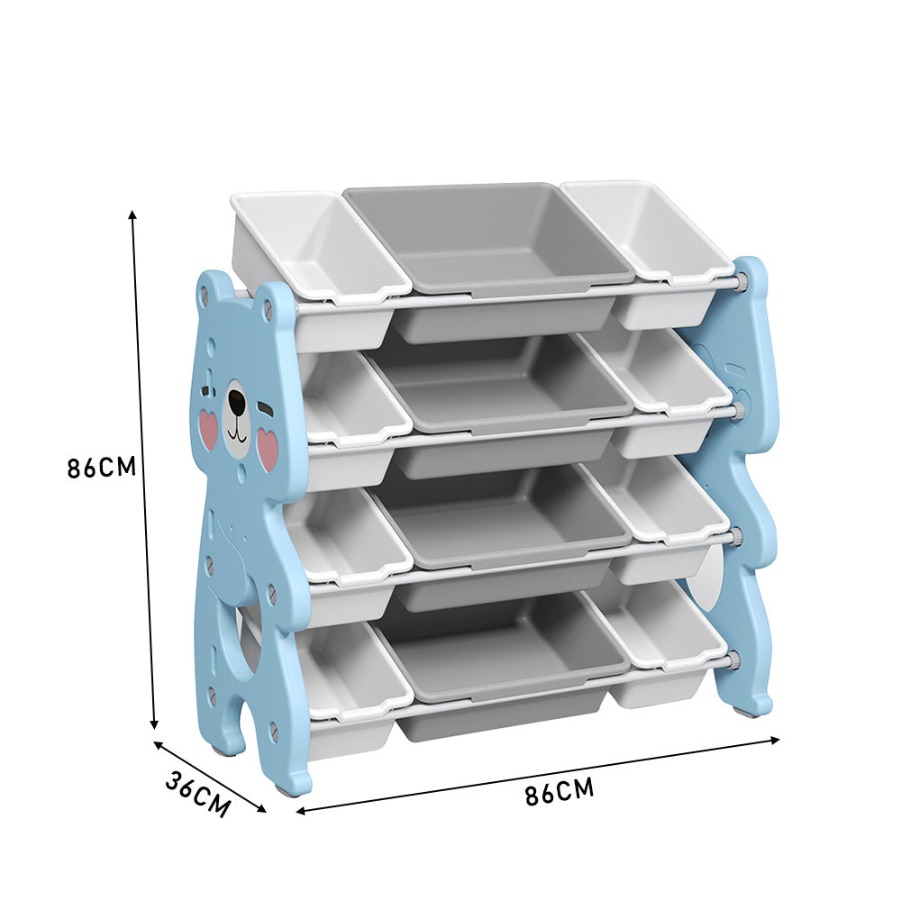 86 cm W x 86 cm H  4  Tier Plastic Toy Storage Organizer with 9 Removable Bins