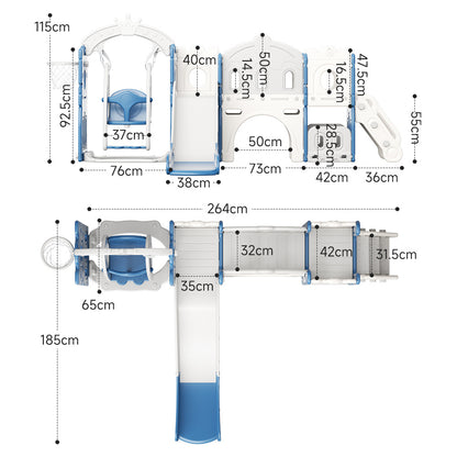 115cm H 3-in-1 Toddler Swing and Slide Playset, with Basketball Hoop