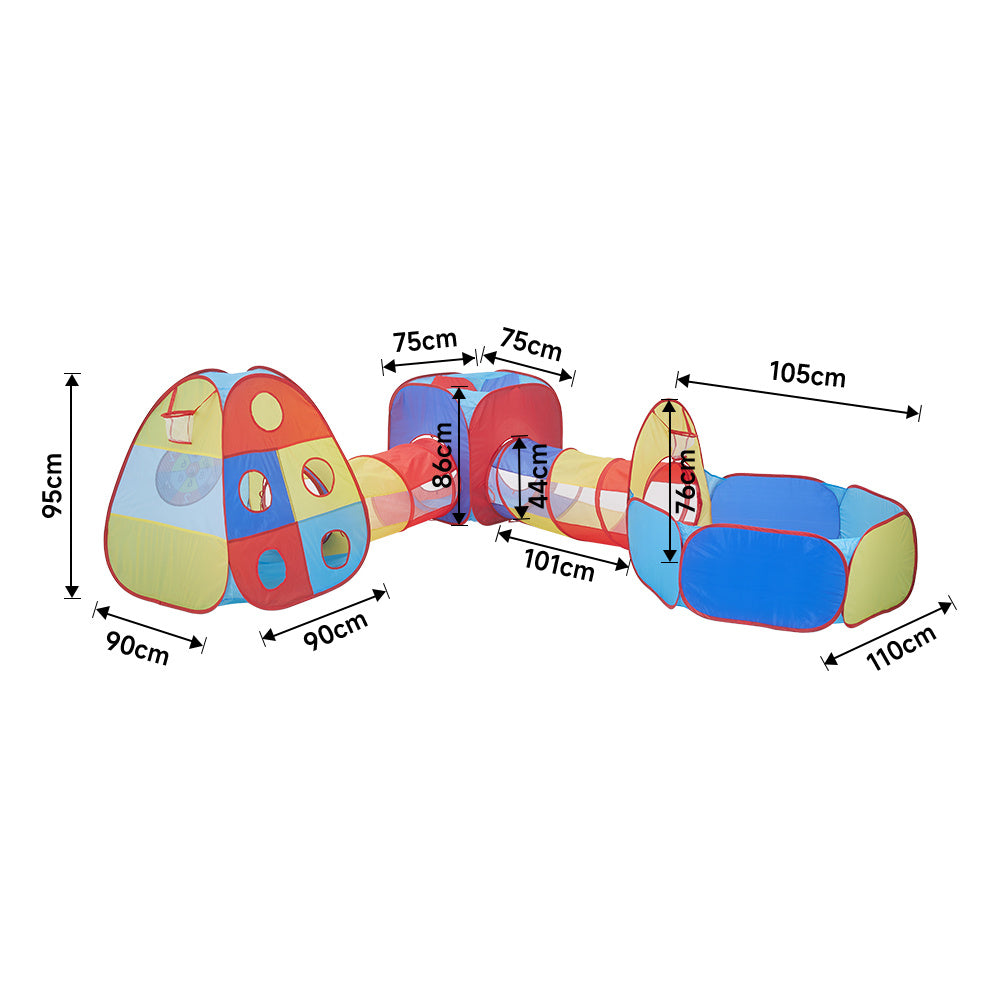 5 in 1 Toddler Pop-Up Ball Pit Tunnel Combos , Velcro Balls