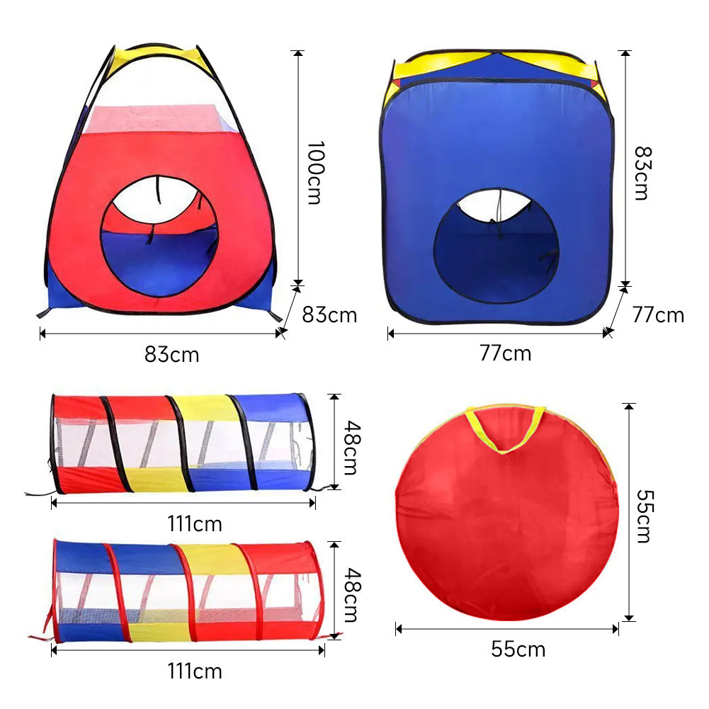 4-in-1 Toddlers  Pop Up Play Tent Set, Tunnel Playhouse