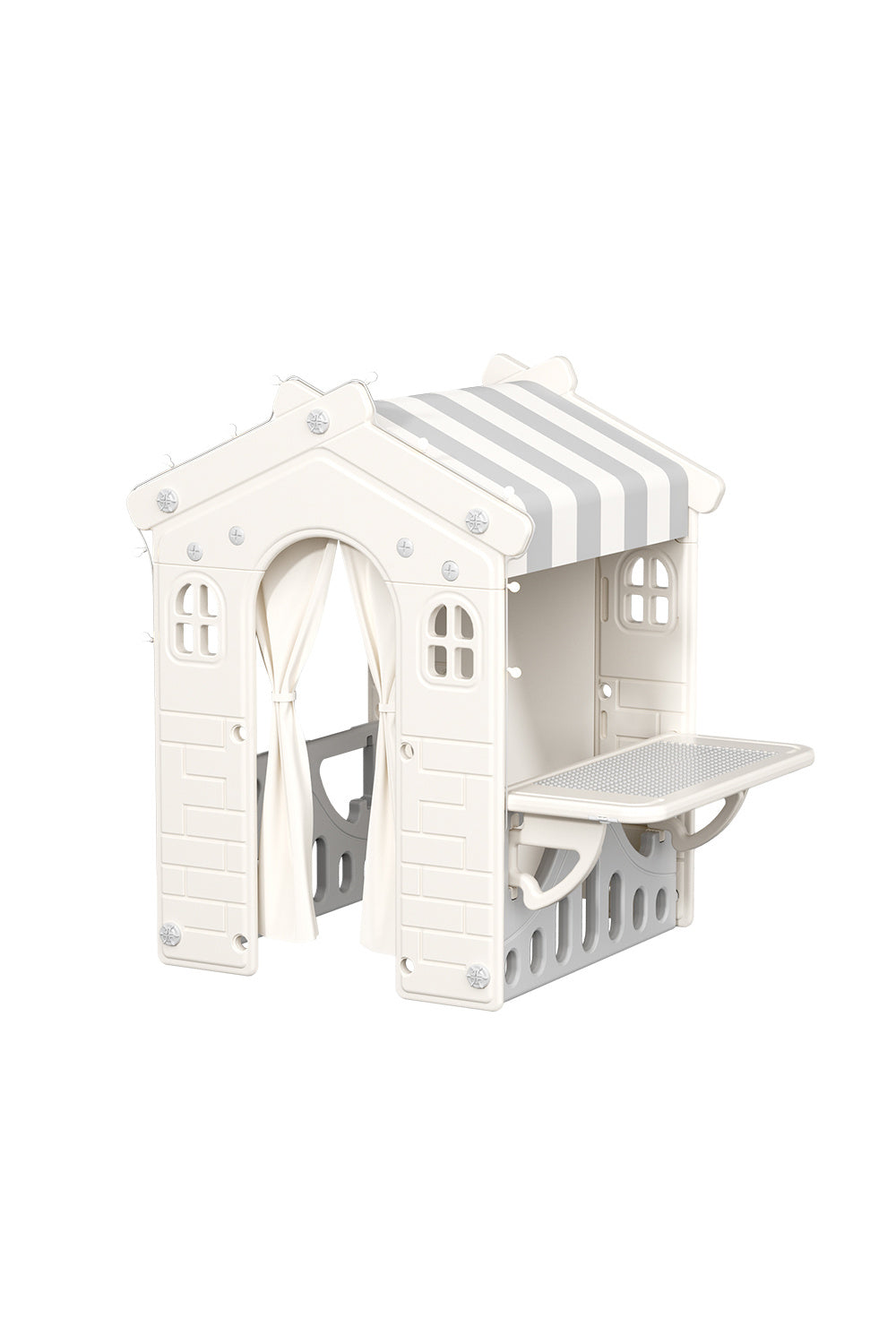 110cm H Plastic Playhouse , Portable Game Cottage with Curtain