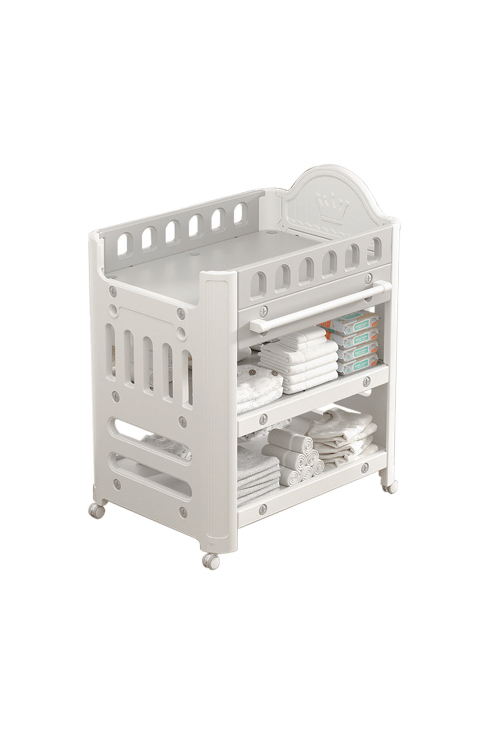 85cm W x 62cm D Mobile Baby Diaper Changing Table with 4 Drawers ,Storage Shelf