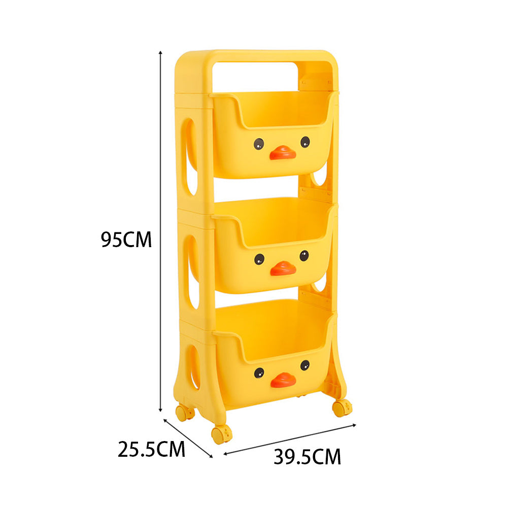 39.5cm W x 95cm H Mobile 3-Tier Kids Toy Storage Rack