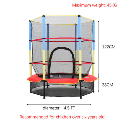 160 cm H x 4.5 FT Dia Kids Mini Trampoline with Safety Enclosure