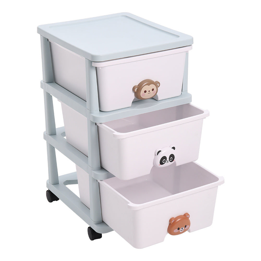 40 cm W  x 61 cm H 3-Tier Cute Animal Storage Rack, with Wheels