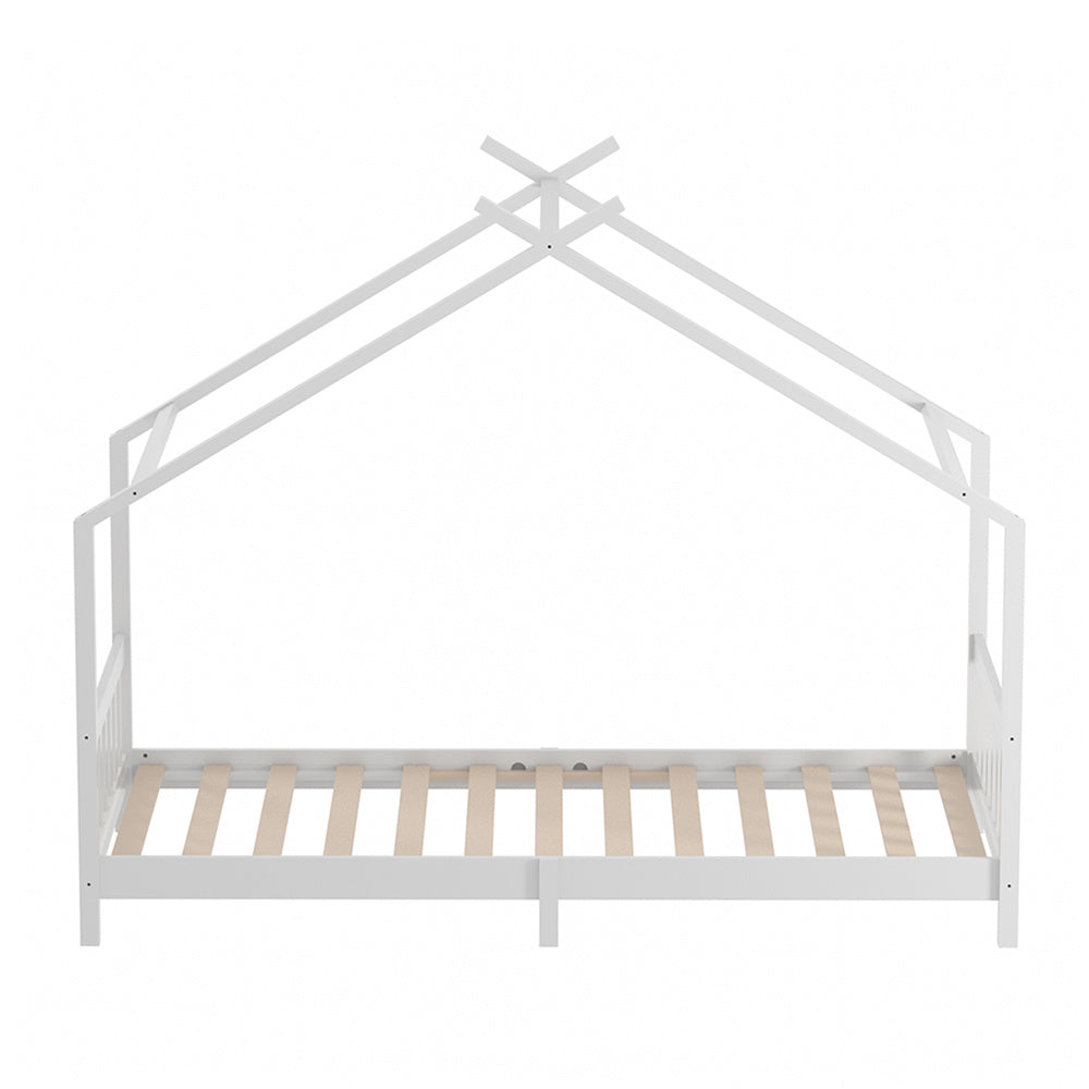 197cm W x 97cm D   Toddler Nordic Pine Wood House Single Bed Frame, with Roof