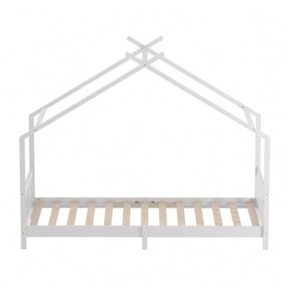 197cm W x 97cm D   Toddler Nordic Pine Wood House Single Bed Frame, with Roof