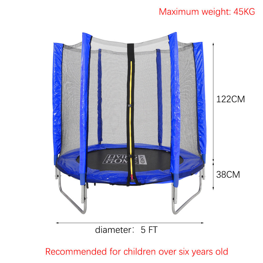 160 cm H x  5 FT Dia Outdoor Trampoline with Safety Enclosure for Kids Entertainment