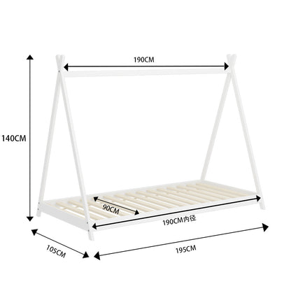 195cm W x 105cm D  Children's Triangle Pine Bed