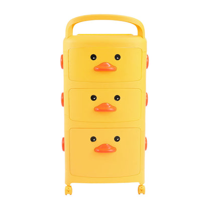 40.5cm W  x 87cm H 3-Tier Cute Yellow Duck Storage Cart, with Wheels