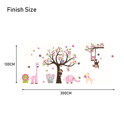 130cm L x 300cm W Creative Cartoon Animal Wall Sticker, for Kids