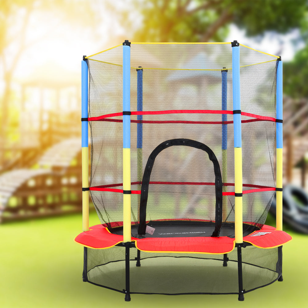 160 cm H x 4.5 FT Dia Kids Mini Trampoline with Safety Enclosure