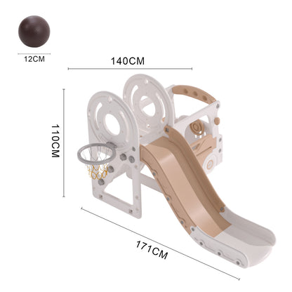 110cm H 2-in-1 Kids Toddler Slide Climber Playset with Basketball Hoop