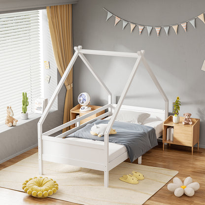 197cm W x 97cm D Kid’s Bed with House Frame Pine Wood