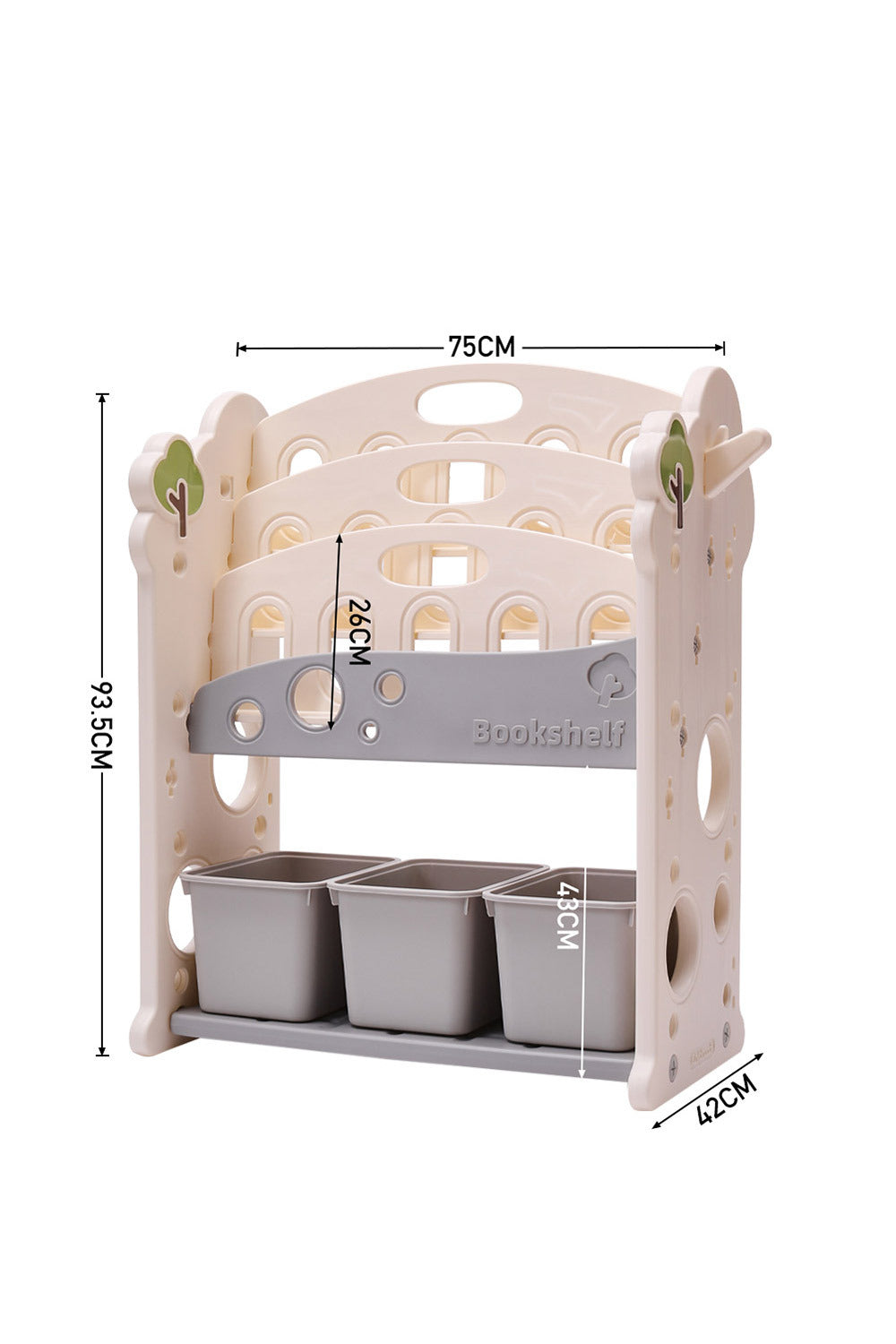 75cm W  x 93.5cm H Toy Storage Organizer ,with Bins and Bookshelves