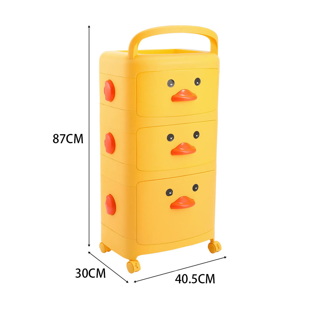 40.5cm W  x 87cm H 3-Tier Cute Yellow Duck Storage Cart, with Wheels