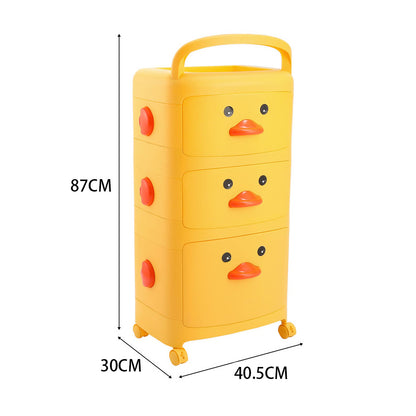 40.5cm W  x 87cm H 3-Tier Cute Yellow Duck Storage Cart, with Wheels