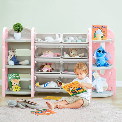 156cm W x 92 cm H Plastic Toy Storage Organizer and Bookshelf Combination, with 3 Tier Corner Shelf