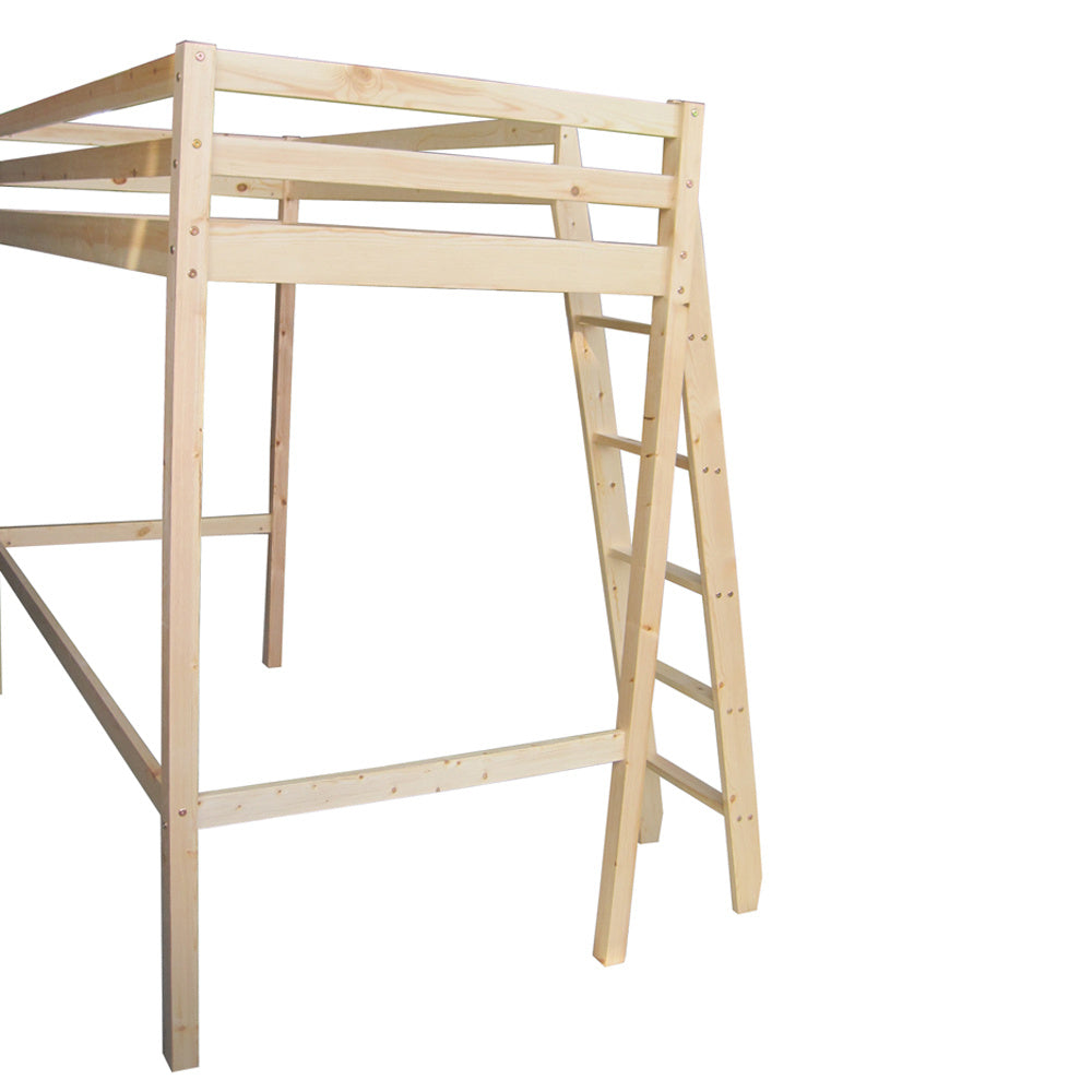 198cm W x 98cm D Children's  Pine Semi-inclined Ladder High Bed - Single Cross Brace