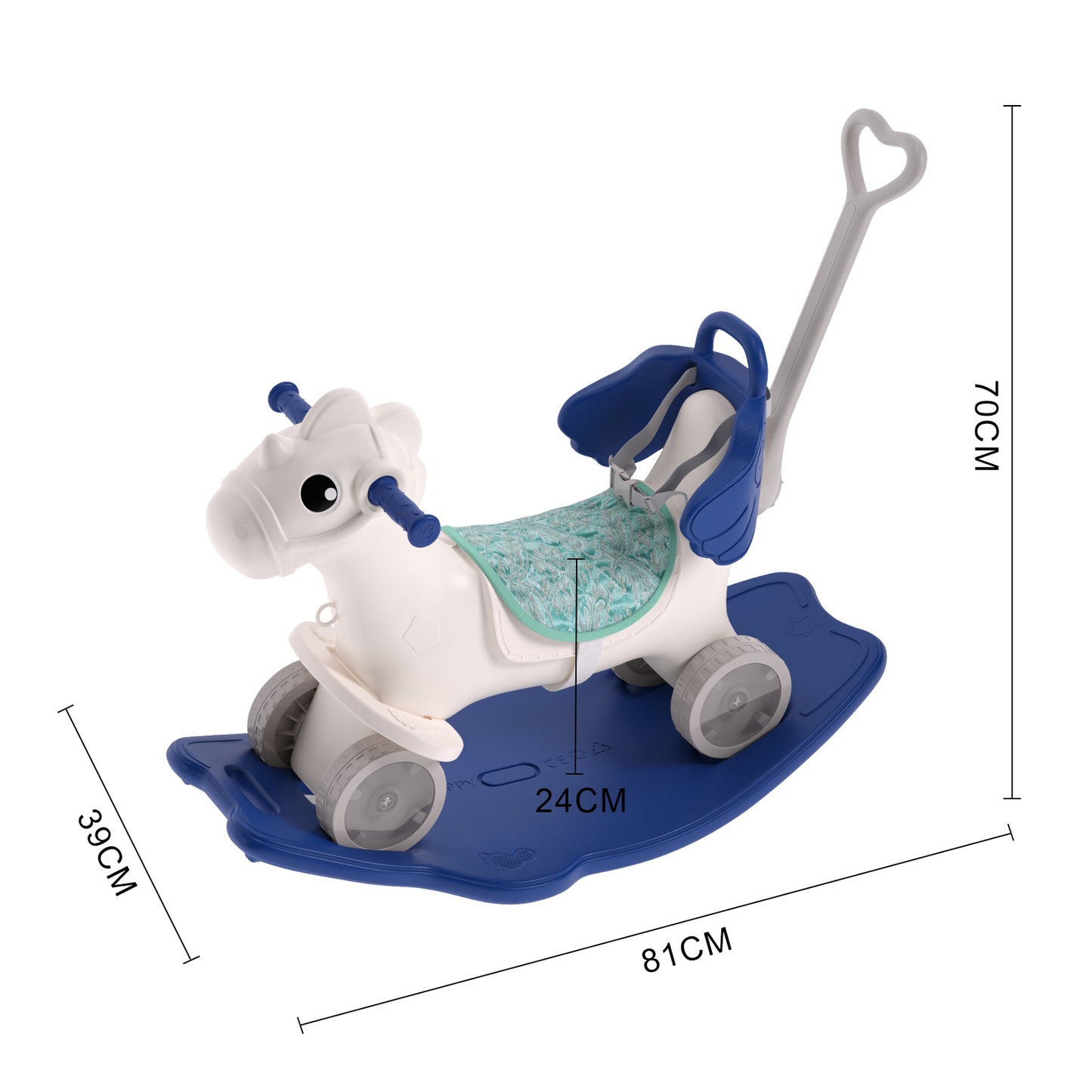 70cm H 2-in-1 Rocking Horse Kids， Plastic