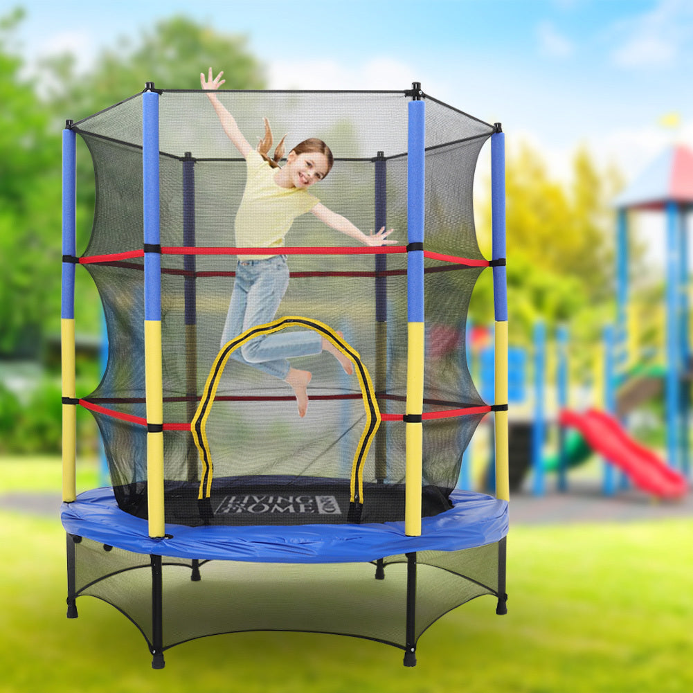 160 cm H x 4.5 FT Dia Kids Mini Trampoline with Safety Enclosure