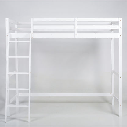 198cm W x 98cm D Children's  Pine Semi-inclined Ladder High Bed - Double Cross Brace