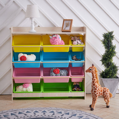 101cm W x 100 cm H 4 Tier Plastic Toy Storage Organizer with 12 Removable Bins