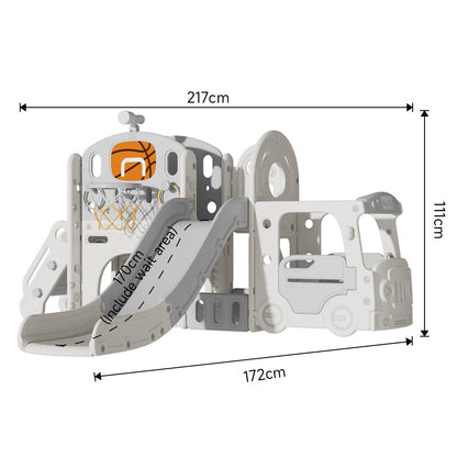 111cm H Toddler   Climber Slide Playset， with Basketball Hoop