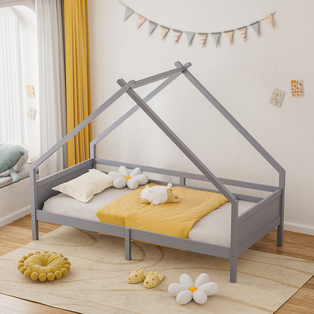 197cm W x 97cm D Kid’s Bed with House Frame Pine Wood