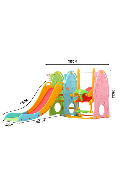 105cm H 3-in-1 Colourful Toddler Swing and Slide Playset, Indoor or  Outdoor