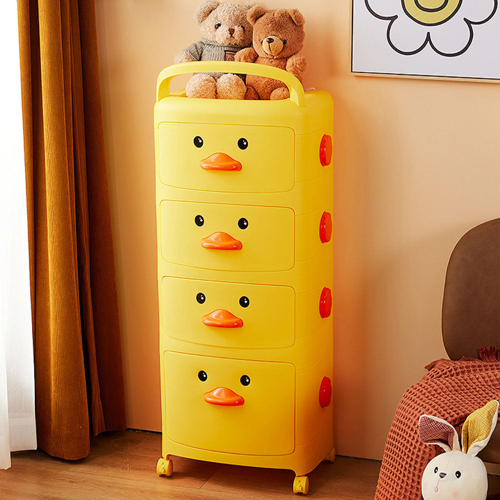 40.5cm W x 106cm H 4-Tier Cute Yellow Duck Storage Cart, with Wheels