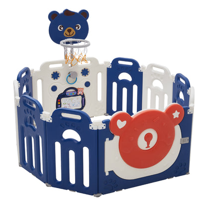 123cm W x 163cm D  Kids Playpen with Basketball Hoop,10 Panel