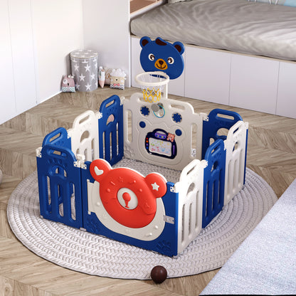 123cm W x 163cm D  Kids Playpen with Basketball Hoop,10 Panel