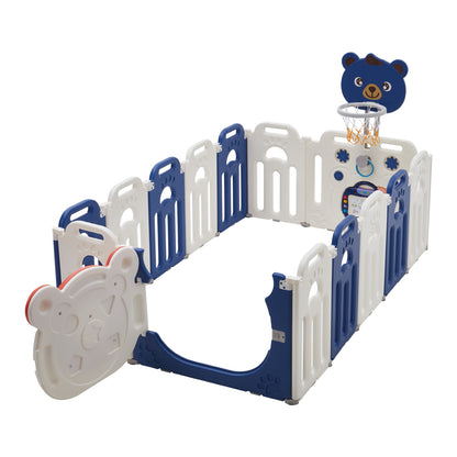 123cm W x 203cm D Kids Playpen  with Basketball Hoop,10Panel