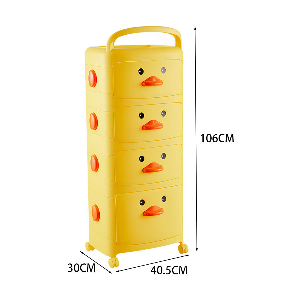 40.5cm W x 106cm H 4-Tier Cute Yellow Duck Storage Cart, with Wheels