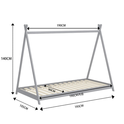 195cm W x 105cm D  Children's Triangle Pine Bed