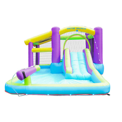 285cm W x 180cm H Kids Inflatable Bounce House  and Waterslide Splash Pool ,with Air Blower,