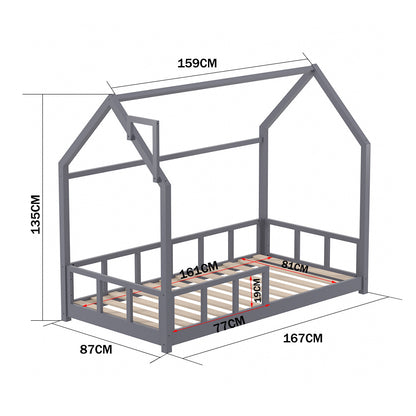 166cm W x 86cm D Kid’s Bed with House Frame Pine Wood